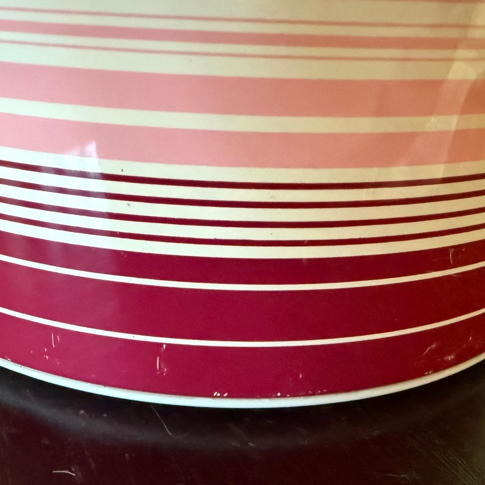 Vintage Phoenix 1980s Ice Bucket with Lid and Tongs, Mauve and Pink Stripe - Picture 2 of 11